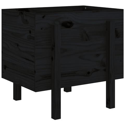 Fioriera Da Giardino Nera 62x50x57 Cm In Legno Massello Di Pino - Foto 1