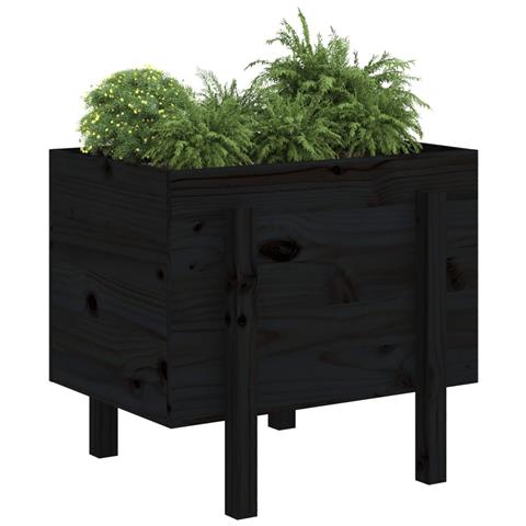 Fioriera Da Giardino Nera 62x50x57 Cm In Legno Massello Di Pino - Foto 2