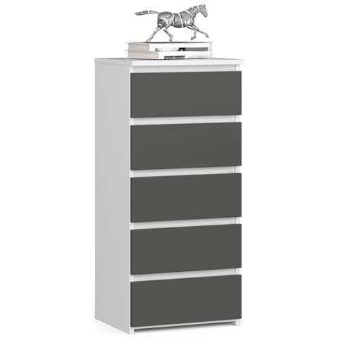Cassettiera CL5, 5 cassetti, 40x35x92 cm, Colore Bianco e Grigio Grafite - Foto 1