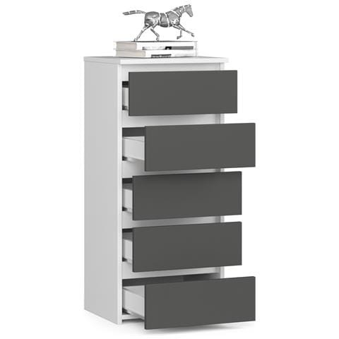 Cassettiera CL5, 5 cassetti, 40x35x92 cm, Colore Bianco e Grigio Grafite - Foto 2