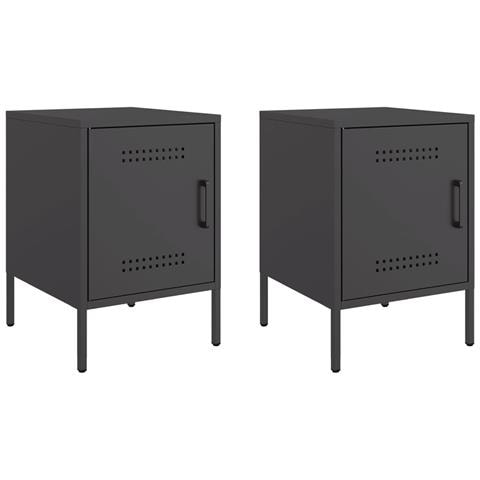Comodini 2 Pz Nero 36x39x50,5 Cm In Acciaio - Foto 1