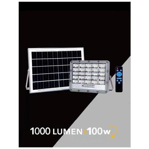 100 W Faro Led Pannello Solare Ricaricabile Illuminatore Luce Bianca Telecomando - Foto 1
