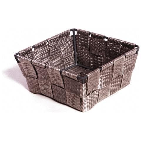 Contenitore Rattan Decorativo Cestino Portaoggetti 14x14x6 Vari Colori 14x14x6 Tortora - Foto 1