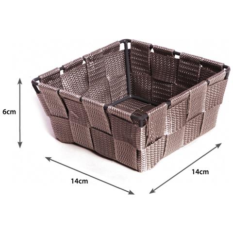 Contenitore Rattan Decorativo Cestino Portaoggetti 14x14x6 Vari Colori 14x14x6 Tortora - Foto 3