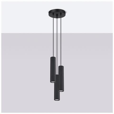 Sollux Lighting Lampada A Sospensione Karbon 3p Nero Sl.1576 - Minimalista Lampada A Sospensione Nero 108x19.5x19.5 Cm - Foto 2