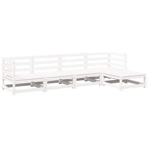 Set Salotto da Giardino 5 pz Bianco in Legno Massello di Pino - Foto 1