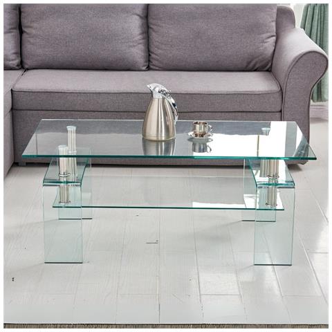 Tavolino Gelso Con Doppio Piano In Vetro Temperato 100x55x44 H Cm. - Foto 1