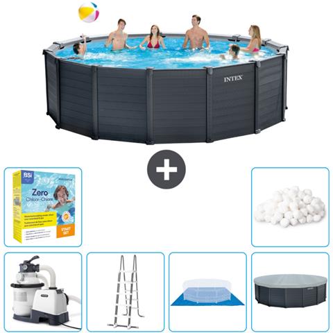 Piscina Fuori Terra - In Giro - 478x478x124 Cm - Grigio - Include Accessori Coordinati Cb47 - Foto 1