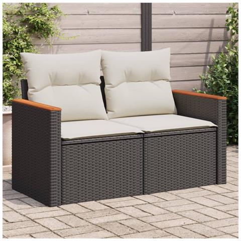 Divano Da Giardino Con Cuscini A 2 Posti Nero In Polyrattan - Foto 8