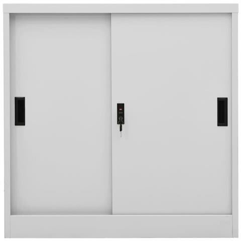 Lusso Casadino -  Armadio Ufficio Anta Scorrevole Grigiochiaro 90x40x90cm Acciaio - Foto 1