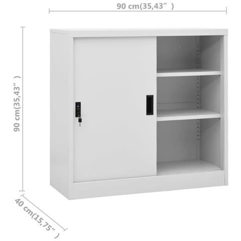 Lusso Casadino -  Armadio Ufficio Anta Scorrevole Grigiochiaro 90x40x90cm Acciaio - Foto 8
