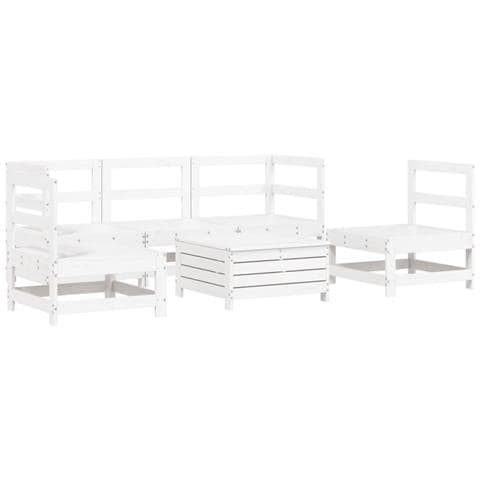 Set Divani Da Giardino 6 Pz Bianco In Legno Massello Di Pino - Foto 1