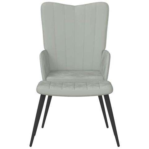 Poltrona Relax Con Sgabello Grigio Chiaro In Velluto - Foto 2