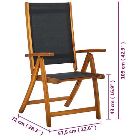 Sedie Giardino Pieghevoli 6pz Legno Massello Acacia E Textilene - Foto 7