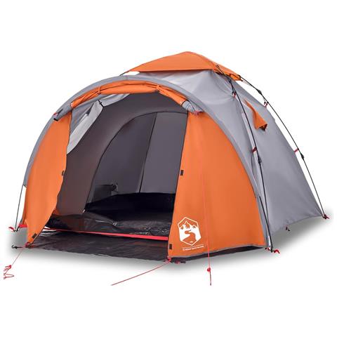 Tenda a Cupola 3 Persone Grigio e Arancione a Rilascio Rapido - Foto 1