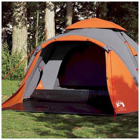 Tenda a Cupola 3 Persone Grigio e Arancione a Rilascio Rapido - Foto 2