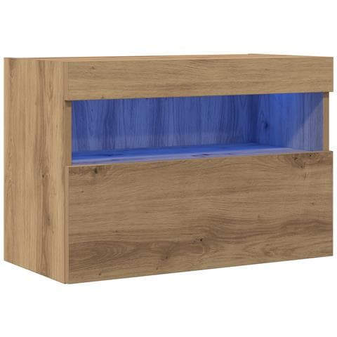 Mobile TV con luci LED Rovere Artigianale 60x30x40 cm - Foto 1