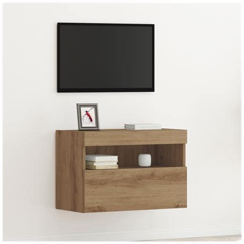 Mobile TV con luci LED Rovere Artigianale 60x30x40 cm - Foto 9