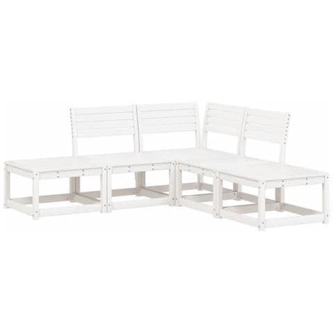 Set Salotto da Giardino 5 pz Bianco in Legno Massello di Pino - Foto 1