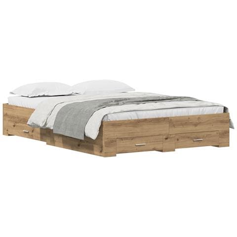 Struttura letto con cassetti Rovere artigianale Legno ingegnerizzato - Foto 1