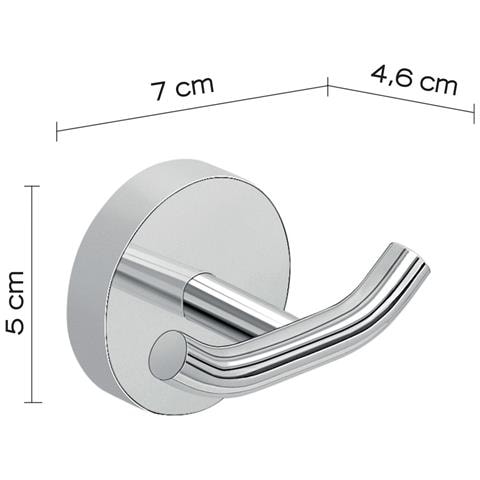 Appendiabiti Doppio Da Muro In Acciaio Inox Cromall 2326 Serie Eros Cromato - Foto 2