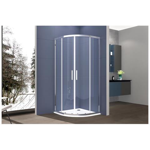 Box Doccia 90x90 Cm Semicircolare Angolare H195 Cm Elia Cromato - Foto 1