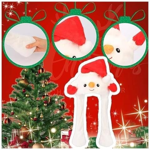 Set Di Cappelli Natalizi Led Babbo Natale Pupazzo Di Neve, Con Orecchie Mobili 2 Pezzi - Foto 2