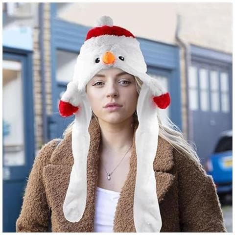 Set Di Cappelli Natalizi Led Babbo Natale Pupazzo Di Neve, Con Orecchie Mobili 2 Pezzi - Foto 6