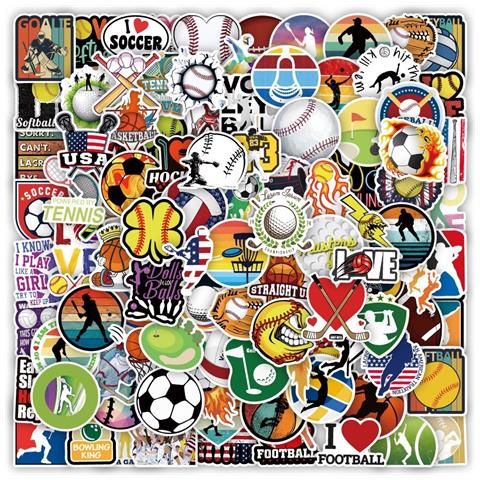 Set Di Adesivi Misti Fai-da-te A Tema Sport - 100 Decalcomanie Impermeabili In Pvc Per Laptop, Borracce, Skateboard - Foto 1