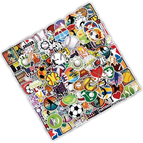 Set Di Adesivi Misti Fai-da-te A Tema Sport - 100 Decalcomanie Impermeabili In Pvc Per Laptop, Borracce, Skateboard - Foto 3