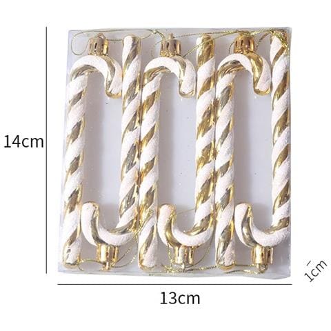 Set Di 6 Ornamenti Natalizi A Forma Di Bastoncino Di Zucchero - Decorazioni Festive Gold - Foto 2