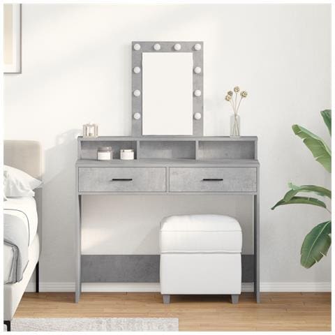 Tavolo da Toeletta con Luci LED Grigio Cemento 100x41x140 cm - Foto 2