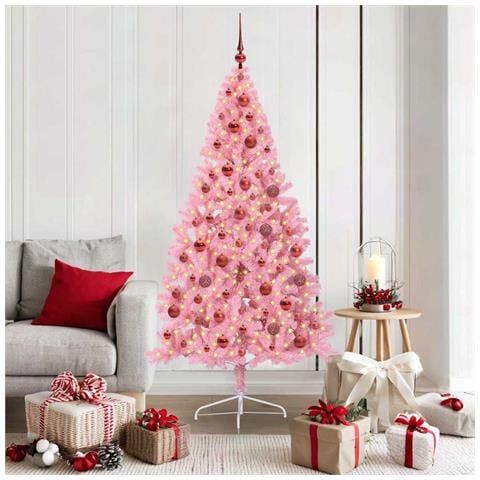 Albero di Natale artificiale con luci integrate Rosa 180 cm PVC - Foto 2