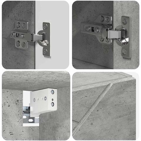 Mobiletto per specchio da bagno Grigio cemento 80 x 17 x 55 cm - Foto 9