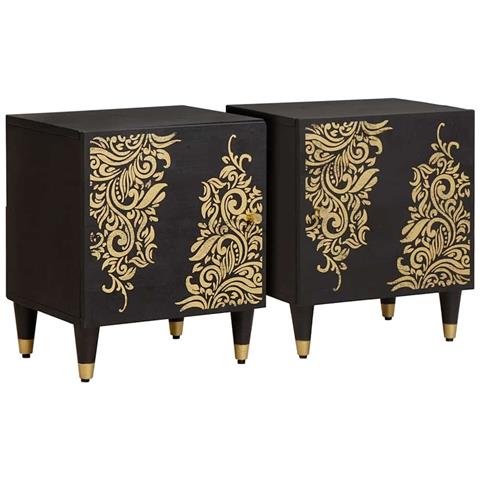 Comodino con porta 2 pcs Nero 40 x 33 x 46 cm - Foto 1