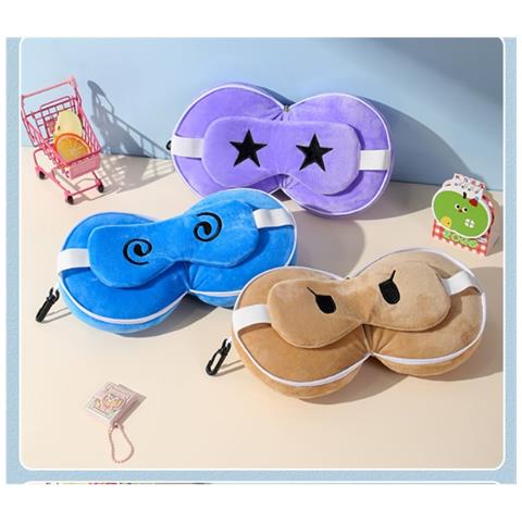 Cuscino A U 2-in-1 Blu E Mascherina Per Dormire - Ideale Per Viaggi E Riposini - Foto 7