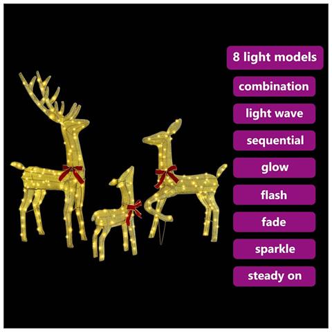 Famiglia di renne 3 pcs Bianco caldo 68 x 26 x 127 cm Tessuto - Foto 9