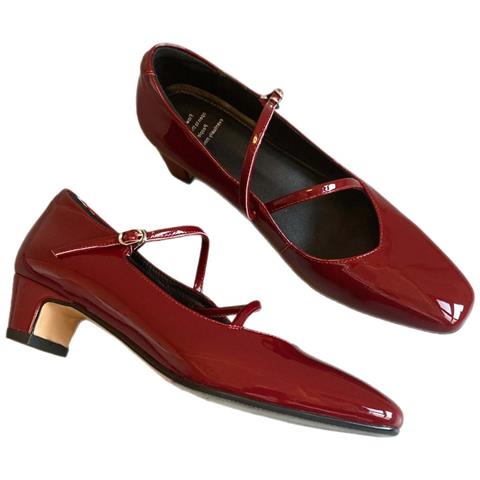 Eleganti Scarpe Mary Jane In Pelle Con Punta Quadrata - Comfort E Stile Red 40 - Foto 3