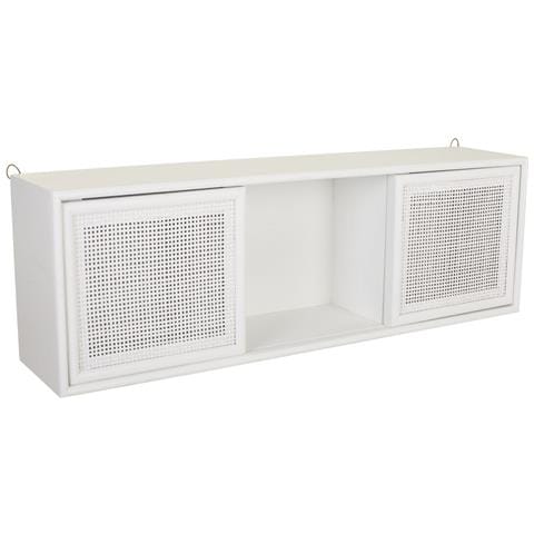 Scaffale Da Parete In Legno Bianco E Griglia 81x17,5x26h - Foto 1