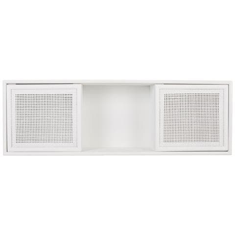 Scaffale Da Parete In Legno Bianco E Griglia 81x17,5x26h - Foto 2