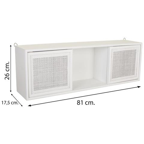 Scaffale Da Parete In Legno Bianco E Griglia 81x17,5x26h - Foto 7