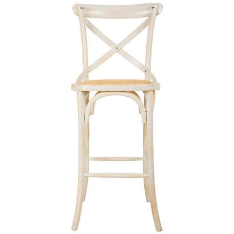 Sgabello In Legno E Seduta In Rattan Bianco 45x53x75/116h - Foto 2