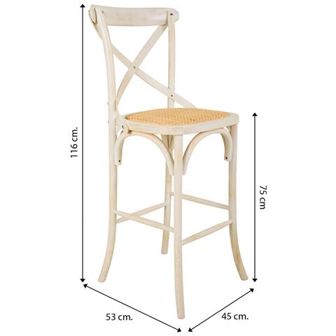 Sgabello In Legno E Seduta In Rattan Bianco 45x53x75/116h - Foto 8