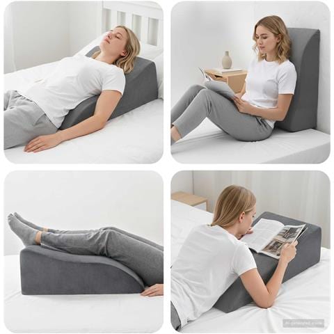 Cuscino per Gambe Grigio 68 x 40 x 18 cm Schiuma PU - Foto 2