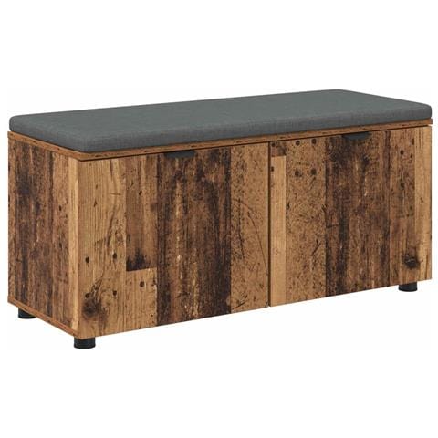 Panca per ingresso con cuscino Legno vecchio 100 x 38 x 46 cm - Foto 1