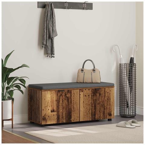 Panca per ingresso con cuscino Legno vecchio 100 x 38 x 46 cm - Foto 2