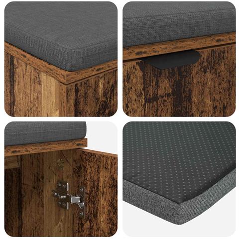Panca per ingresso con cuscino Legno vecchio 100 x 38 x 46 cm - Foto 9
