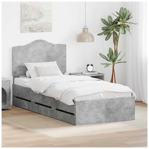 Struttura del letto con cassetto Grigio cemento 90 x 190 cm - Foto 2