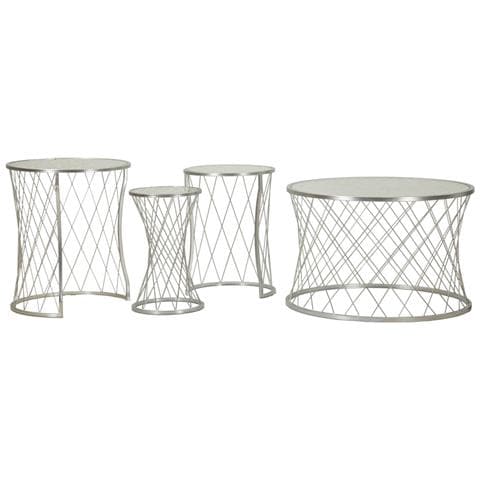 Set Di Tavolini Vkh571-argento-metallo-70x70x45 Cm - Foto 1