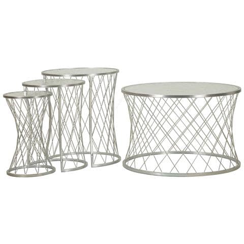 Set Di Tavolini Vkh571-argento-metallo-70x70x45 Cm - Foto 2